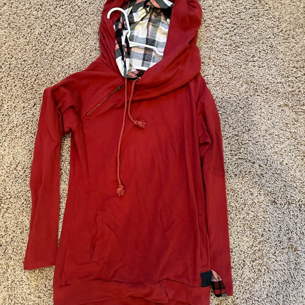 Mindy Mae’s Ampersand double hood holiday hoodie